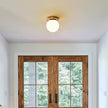 Modern Glass Globe Wall Sconce: Gold Spherical Sconces Light - Small Brass Vanity Single Ball Lights Fixture - Contemporary Milk Glass Wall Mounted Lamp for Bedroom Bathroom Hallway Bulb Not Included