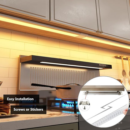 Under Cabinet Lighting USB Plug In 20Inch Under Counter Light Fixtures,3 CCT(3000K/4000K/6000K), 6W, 560LM Dimmable Slim Indoor LED Light Strip for Desk, Shelf, Kitchen Cabinets, Closet, Monitor, 1pcs