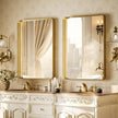 VooBang Bathroom Mirror 24x32 inch, Gold Gorgeous Deep Frame Wall Mirror, Modern Round Corner Bathroom Vanity Mirror for Bedroom, Living Room, Hanging or Leaning Horizontal or Vertical, Gold