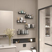 CRUGLA Black Floating Shelves Wall Mounted Set of 5, Hanging Wall Shelf with Rail for Bathroom, Bedroom, Living Room, Kitchen