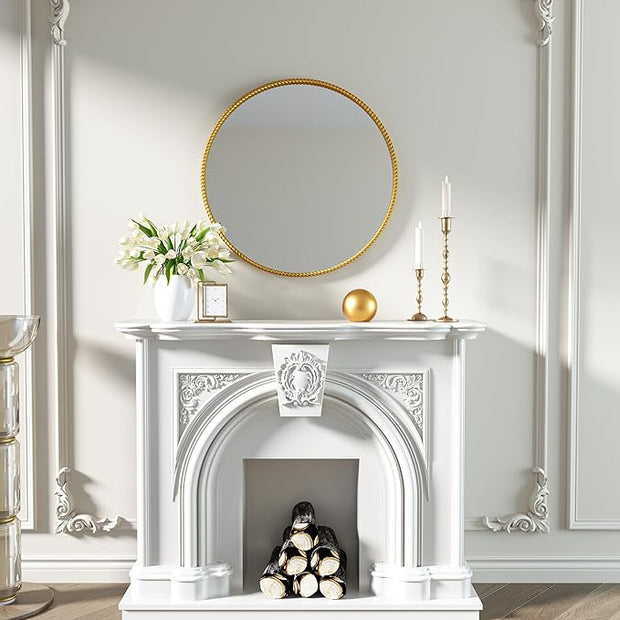PROHOMEWARE Gold Round Bathroom Mirrors, 20 inch Circle Wall Mounted Hanging Mirror for Entryway, Living Room, Hallway, Bathroom, Bedroom