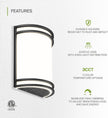 ASD LED Indoor Wall Mount Light Fixture - 10 Inch 15W Modern Interior Matte Black Dimmable Wall Sconce Light - ETL 3000K 4000K 5000K Adjustable - Hallway, Bedroom LED Wall Lights