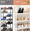 6 Tier Shoe Rack Storage for 24-30 Pairs Shoe and Boot, Shoe Organizer with Hook and Side Pocket Free Standing Long Shoe Shelf Tall Shoe Rack Organizer for Closet, Entryway, Dorm, White
