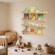 Nursery Book Shelves, Scalloped Floating Shelves Set of 2 Solid Pine Wood Wall Mounted Bookshelf with Wave Lip for Bedroom Kids, Toddler Room, Baby Room Natural 36inch