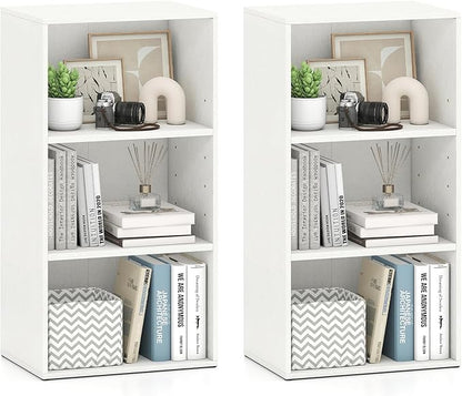 Giantex 2 Pieces 3 Shelf Bookcase, Book Shelves Open Cube Storage Cabinet Multi-Functional Home Office Bedroom Furniture Display Bookcases, White