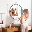 DUMOS Black Circle Mirror for Wall 24.02 inch, Bathroom Round Mirror for Over Sink, Bathroom, Entryway, Bedroom, Vanity
