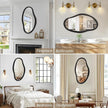 JJUUYOU Irregular Wall Mirror Black Asymmetrical Wooden Mirror 30