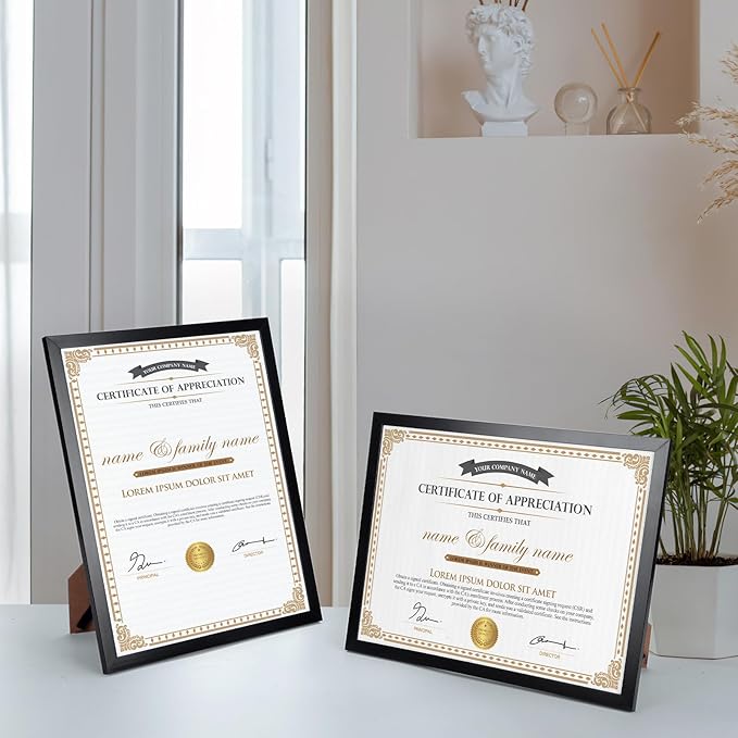 Hoikwo 18 Packs 8.5x11 Black Multi Plastic Picture Frames Set with Plastic Cover, Certificate Frames for Document Diploma Award, Light Weight Bulk 8.5 by 11 Frames Pack for Wall Hanging and Table