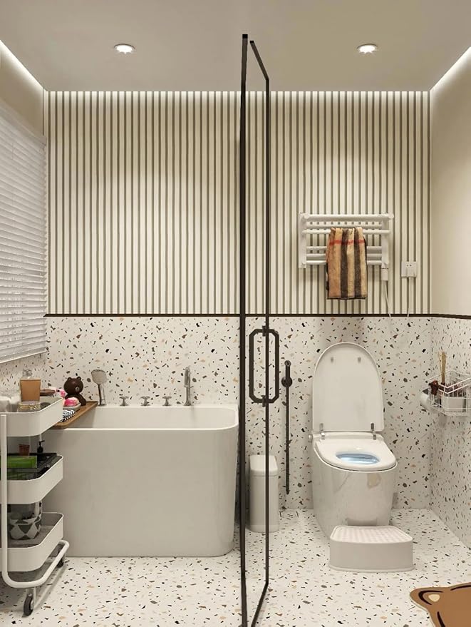 Wallpaper Peel and Stick Wood Grating Stripe Self-Adhesive Wallpaper Faux Wood Contact Paper Wood Slats Self Adhesive Wall Paper PVC Vinyl Film Removable Waterproof (Wood C, 17.3