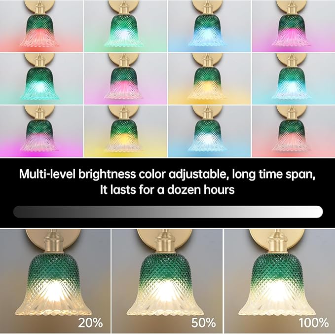 GEEZO Vintage Battery Operated Wall Sconce, with Rechargeable Battery Powered Wall Light with Remote Control for Bedside Bedroom