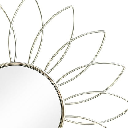 3 Pack Metal Mirrors for Wall Sunburst Wall Mirrors Home Décor Decorative Hanging Wall Art for Living Room Bedroom Entryway (Silver2, Flowers)