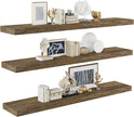 BAMEOS Floating Shelves,40 in W x 8in D Wall Mounted Wooden Shelves with Invisible Brackets Set of 3, Hanging Wall Shelves Decoration for Bedroom, Bathroom, Living Room and Kitchen