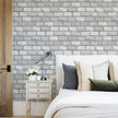 GaliGali White and Silver Brick Wallpaper, Peel and Stick Wallpaper, Self-Adhesive Classic Antique Texture Rock Wall Paper, Removable Contact Paper for Home Decoration 17.3
