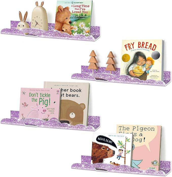 Rainbow Glitter Acrylic Floating Shelves, 15.7