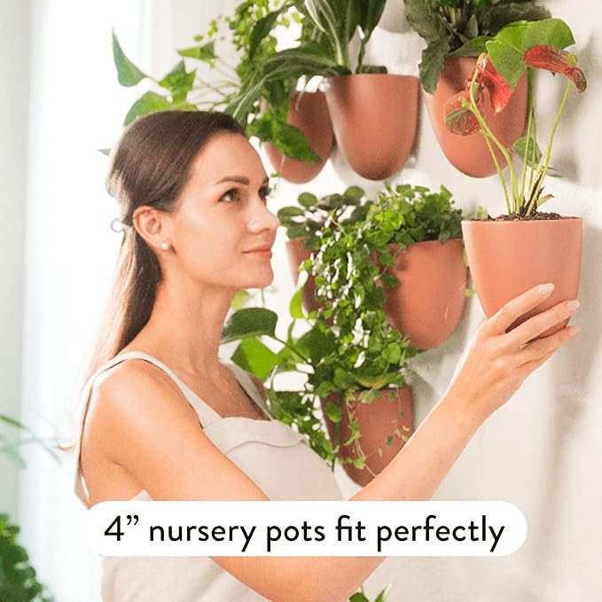 Make Good PlantPod Luxe Self-Watering Wall Planters (Set of 3, Terracotta) - Easy to Water and Install - Lightweight - Design Your Own Vertical Garden - Wall Planters for Indoor Plants