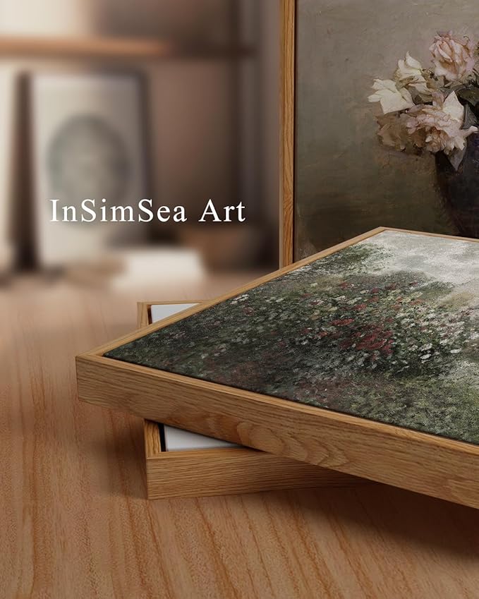 InSimSea Framed Canvas Wall Art Vintage Decor, Farmhouse Room Aesthetic, Living Room Wall Art, Cottagecore Bedroom Kitchen Bathroom Decor, 24
