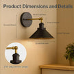 Black Gold Vintage Wireless Battery Operated Wall Sconces — Cordless Battery Powered LED Wall Lights Set of 2, Wall Lamp with Remote, Indoor Wall Lamp Fixture for Gallery, Bedroom, Farmhouse