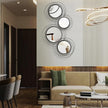 Hicarer 4 Pcs Decorative Round Modern Circle Mirror Wall Art Ring Metal Mirror Wall Mounted for Bedroom, Living Room, Entryway, Dining Room, Hallway (Black)
