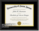 A PLUS MAX 11x14 Diploma Frame Display 8.5 x 11 Certificate with Black & Gold Mat, Engineered Wood Document Frame with Black Wood Grain for Masters Associates Bachelor Degree - 1 Pack