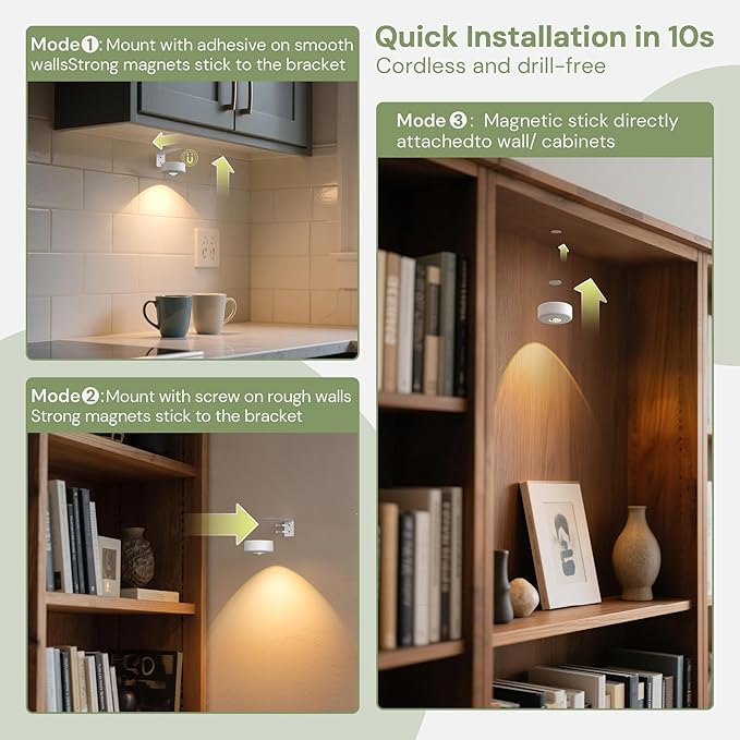 L LOHAS LED White Wireless Picture Lights for Wall, 3 Pack Magnetic Rechargeable AAA Battery Operated Picture Light with Remote & Timer, Dimmable 3CCT Art Light for Paintings, Frames, Gallery