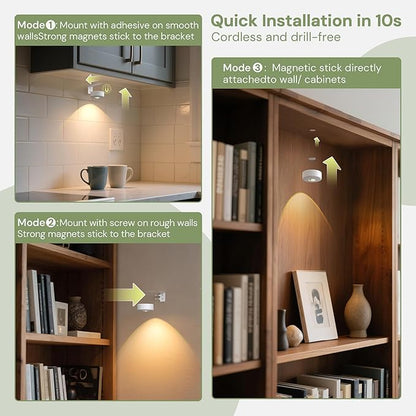 L LOHAS LED White Wireless Picture Lights for Wall, 3 Pack Magnetic Rechargeable AAA Battery Operated Picture Light with Remote & Timer, Dimmable 3CCT Art Light for Paintings, Frames, Gallery