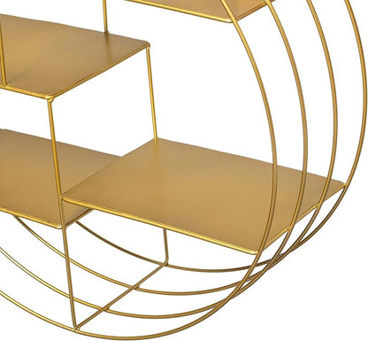 Vintiquewise 4-Tier Floating Circular Silhouette Wall Shelf - Metal Wall-Mounted Display Shelf, Multi-Functional Wall Storage - Perfect for Entryway, Bathroom, Bedroom, Living Room or Office, Gold