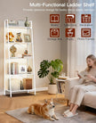 5-Tier Wide Ladder Shelf with LED Lights, Touch & Remote Control, 3 Color Temperatures, Dimmable Tall Corner Standing Bookcase, Metal Wood Display Shelf for Living Room, Bedroom(White)