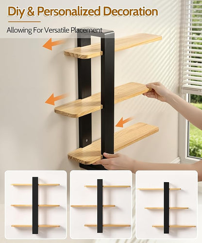 SUMGAR Floating Shelves for Wall Mounted Shelving Unit All Pine Wood 3 Tier Large Shelf for Bedroom Living Room Office Bathroom Home Decoration Storage Plant Photo Display Modern 20in