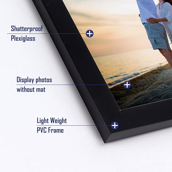 Hoikwo 18 Packs 3.5x5 Black Multi Plastic Picture Frames Set with Plastic Cover for Family Photos, Artwork, Light Weight Bulk Frames Pack for Wall Hanging and Table, Stylish Picture Frames