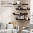4 Tier Floating Corner Shelves Set of 4, Rustic Pine Wooden Floating Corner Wall Shelf for Wall Décor Storage, L Shaped Corner Shelf Wall Mount for Bedroom, Living Room, Bathroom, Kitchen, Red Brown.