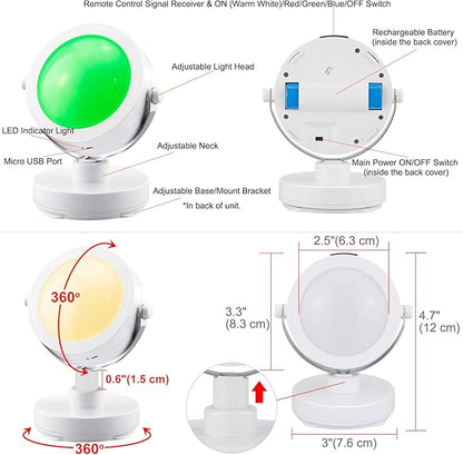 Picture Light Rechargeable, LED Accent Lights Indoor, Cordless Puck Light with Remote, 12 Color Changing 9 LED Spotlights with 360°Rotate Light Head, Stick on Art Lights for Dartboard, Painting