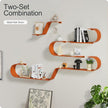 Orange Floating Shelves Set of 3, Orange Metal Decor, Unique Mounted Floating Shelf, Modern Long Wall Shelf, Large Wall Shelves for Bedroom, Bathroom, Living Room