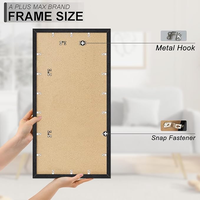 A PLUS MAX 20x40 Picture Frame Set of 2, Black Engineered Wood Frame for 20 x 40 Inch Picture Poster Photo, Light Weight 20 by 40 Frame with Wood-grain for Wall - 2 Pack/Black/20 x40