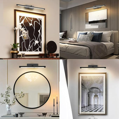 Picture Light for Wall Battery Operated, 12" Rechargeable Art Light with Remote and Timer for Painting, 3 Color Temps, Wireless Wall Light for Display, Artwork, Portrait, Gallery, Black