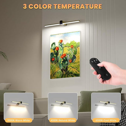Lightbiz Picture Light for Wall 20inch, 10000mAh Rechargeable Battery Operated Cordless Dimmable Wall Lights for Picture on Wall with Remote Timmer, Picture Lights for Gallery Artwork, Paintings
