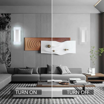 LMQNINE Modern Dimmable LED Wall Sconces Set of Two with 10%-100% Brightness Wall Light 9W 6000K Acrylic Chrome Wall Sconces Wall Lighting for Bedroom Living Room Hallway Staircase Corridor