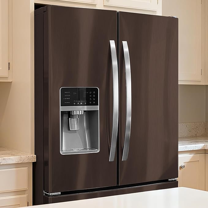 Stainless Steel Peel and Stick Wallpaper 15.7"x 196" Dark Brown Stainless Steel Contact Paper Countertop Self Adhesive Thick Vinyl Waterproof for Wall Paper Fridge Kitchen Cabinets