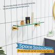 KOKOSIRI Wall Shelves Floating Shelf 20'' Gold Stainless Steel Bathroom Hardware Tempered Glass Hanging Rack Storage/Room Decor 2 Pack B1105BG-L20-P2