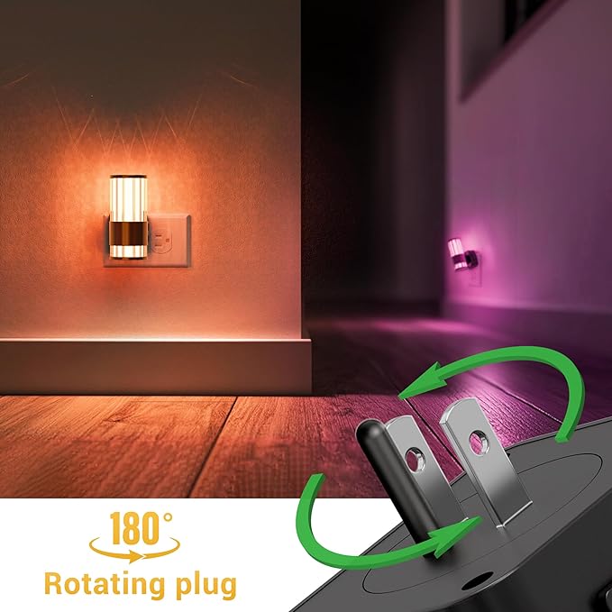 L LOHAS LED Night Light, Night Lights Plug into Wall, 10-Color RGB Change Nightlights,10/50/100LM Adjustable Automatic Nightlights Plug in with Dusk to Dawn Sensor for Room Bathroom Hallway