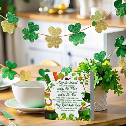 Irish Blessing decor St Patricks Day decorations Rustic Wood Sign Home Tabletop Desk Shelf Decor St Patrick's Day Decorations 5 X 5 Inches