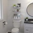 WOPITUES Floating Shelves for Wall with Cube Shelf, Wall Shelves with Metal Rail for Decor, Bathroom Organizers and Storage, Over Toilet Shelves for Bathroom, Toilet Paper-White