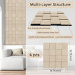 Checkerboard Acoustic Wall Panels – 6 Pack Natural Ash 3D Sound Absorbing Wall Panels 15.7” x 15.7” for Home & Apartment Interior Design, Checker Pattern Soundproof Decor Panels