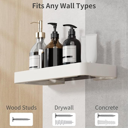 Danpoo 12-Inch Wall Shelf, Clear Tempered Glass with Matte White Aluminum Frame – Versatile Floating Bathroom Organizer