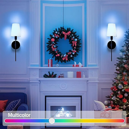 Battery Operated Wall Sconce Set of 2, Rechargeable Wall Lights with 2 * 52000mAh Magnetic Battery Bulbs, 18 RGB Colors, Dimmable Wireless Sconces for Bedroom Living Room Hallway