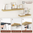 Vivelove 12 Inch Deep Floating Shelves 16 inch Long, 2 Inch Thick Wall Shelves with Invisible Brackets, Shelf for Bedroom Bathroom Living Room Kitchen Office Home Decor, Modern Shelf Set of 2, Oak