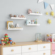 Fun Memories Picture Ledge Shelf for Wall, 16 inch Pine Wood Nursery Book Shelves Set of 4- Wall Book Shelves for Kids Room, Home Decor - Kitchen Spice-White