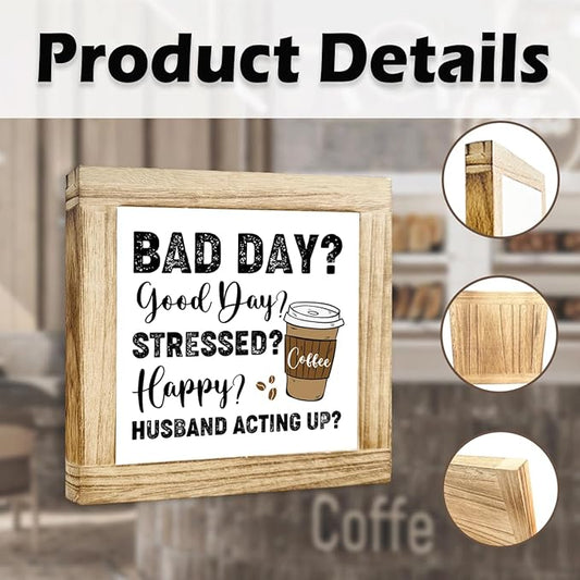 Funny Coffee Quotes Sign Funny Cafe Decor Sign Rustic Coffees Bar Signs Handmade Rustic Wall Art Farmhouse Cafe Wooden Decoration Coffee Lover Gift For Kitchen Bar Office Decor 5.9x5.9 Inch
