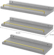Floating Shelves for Wall Decor, Grey and Gold Shelves for Bathroom, Living Room, Bedroom, Picture Frames, Plants, Kitchen (Set of 3)