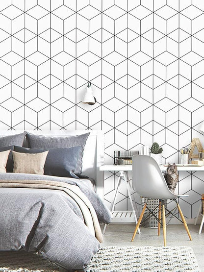 Removable Wallpaper White and Black Contact Paper for Cabinets Stripe Peel and Stick Wallpaper Self Adhesive Contact Paper for Wall Covering Vinyl Rolls 118"x17.3"