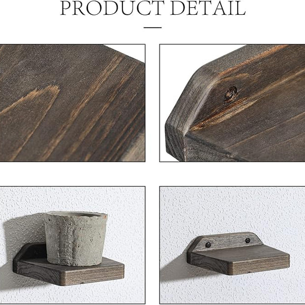 Freezing point Small Floating Shelves for Wall Set of 2 Natural Wood 5Inch Small Mini Wall Shelf Decor Plant Display Collectibles Mounted Kitchen Bathroom Bedroom Corner Decorative Storage Tiny Stand